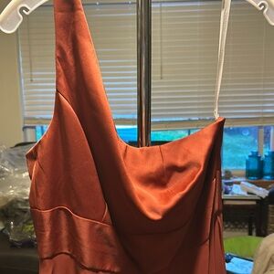 Cinnamon long one shoulder dress